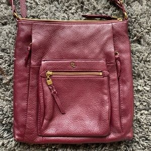 Elliott Lucca Burgundy Pebbled Leather Chain Crossbody